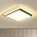 Modern Overlapping Square Flush Ceiling Light - Metal Led Black Mount Fixture White/Warm