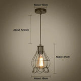 Modern Pendant Light Black Iron Hanging Cage Vintage E27Led Lamp Bulb Industrial Loft Retro Dining