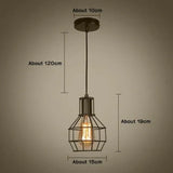 Modern Pendant Light Black Iron Hanging Cage Vintage E27Led Lamp Bulb Industrial Loft Retro Dining