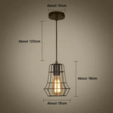 Modern Pendant Light Black Iron Hanging Cage Vintage E27Led Lamp Bulb Industrial Loft Retro Dining