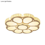 Modern Petal Crystal Led Flush Ceiling Light In White - 19.5’/23.5’/31.5’ For Bedroom
