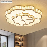 Modern Petal Crystal Led Flush Ceiling Light In White - 19.5’/23.5’/31.5’ For Bedroom