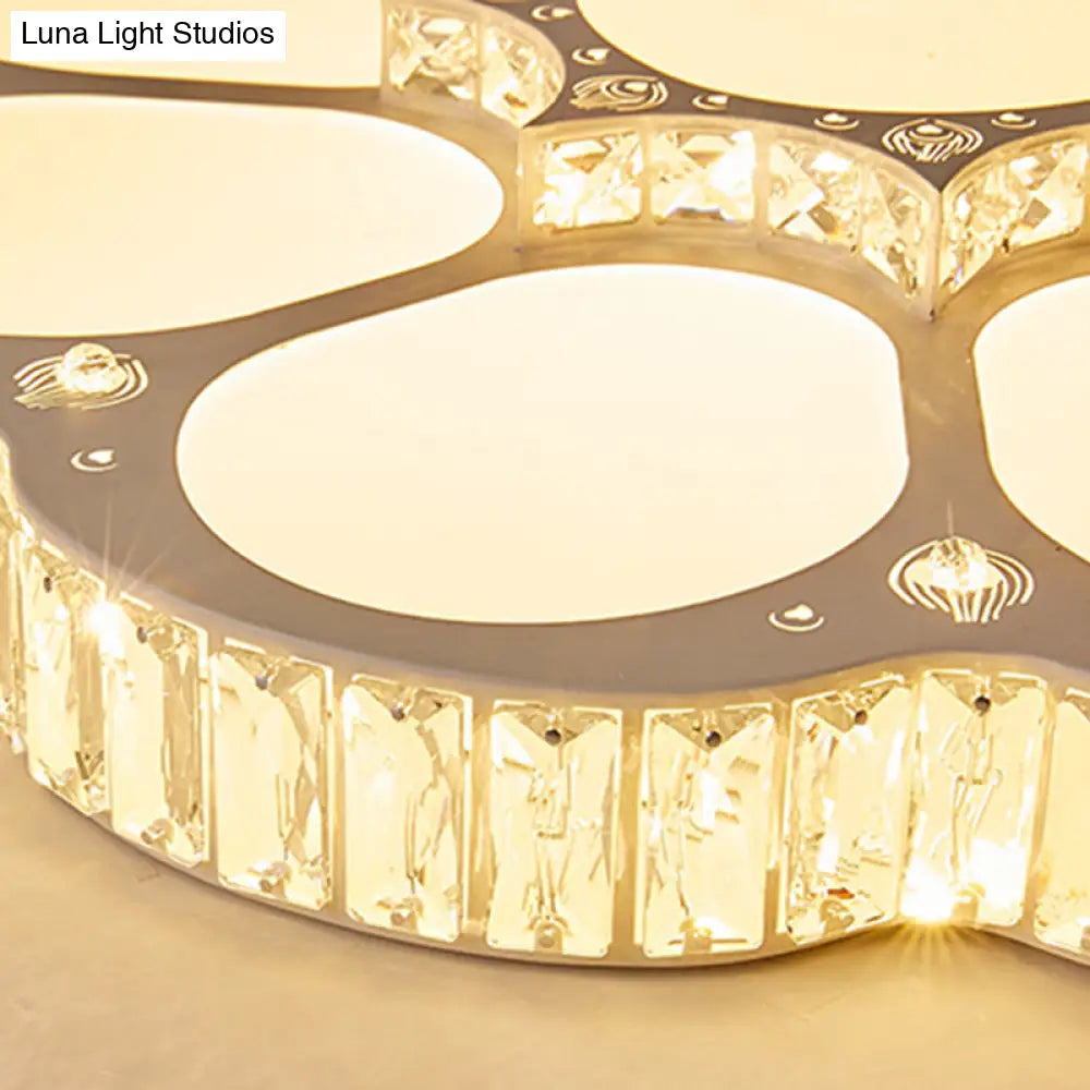 Modern Petal Crystal Led Flush Ceiling Light In White - 19.5’/23.5’/31.5’ For Bedroom