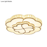 Modern Petal Crystal Led Flush Ceiling Light In White - 19.5’/23.5’/31.5’ For Bedroom