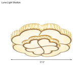 Modern Petal Crystal Led Flush Ceiling Light In White - 19.5’/23.5’/31.5’ For Bedroom