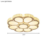 Modern Petal Crystal Led Flush Ceiling Light In White - 19.5’/23.5’/31.5’ For Bedroom