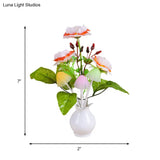 Modern Pink And Green Led Flower Vase Night Light - Multi-Colored Wall Lamp