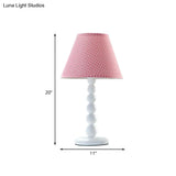 Modern Pink Barrel Desk Lamp With Fabric Shade - Wood Table Light For Bedroom (1 Head)