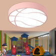 Modern Pink Basketball Led Ceiling Light In Warm/White - Acrylic Flush Mount Lamp / White