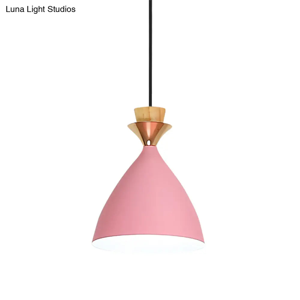 Modern Pink Conical Pendulum 1-Light Metal Hanging Lamp Kit For Living Room