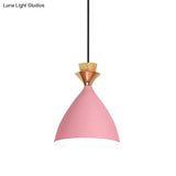 Modern Pink Conical Pendulum 1-Light Metal Hanging Lamp Kit For Living Room