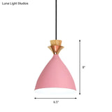 Modern Pink Conical Pendulum 1-Light Metal Hanging Lamp Kit For Living Room