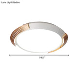 Modern Pink/Gold Hollow Metal Ceiling Fixture - 16’/19.5’ Round Flush Mount Light For Bedroom