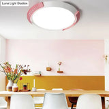 Modern Pink/Gold Hollow Metal Ceiling Fixture - 16’/19.5’ Round Flush Mount Light For Bedroom