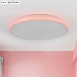 Modern Pink Led Ceiling Mounted Fixture Round Acrylic Flush Mount Light In Warm & White