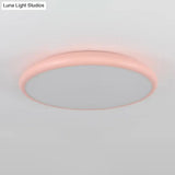 Modern Pink Led Ceiling Mounted Fixture Round Acrylic Flush Mount Light In Warm & White