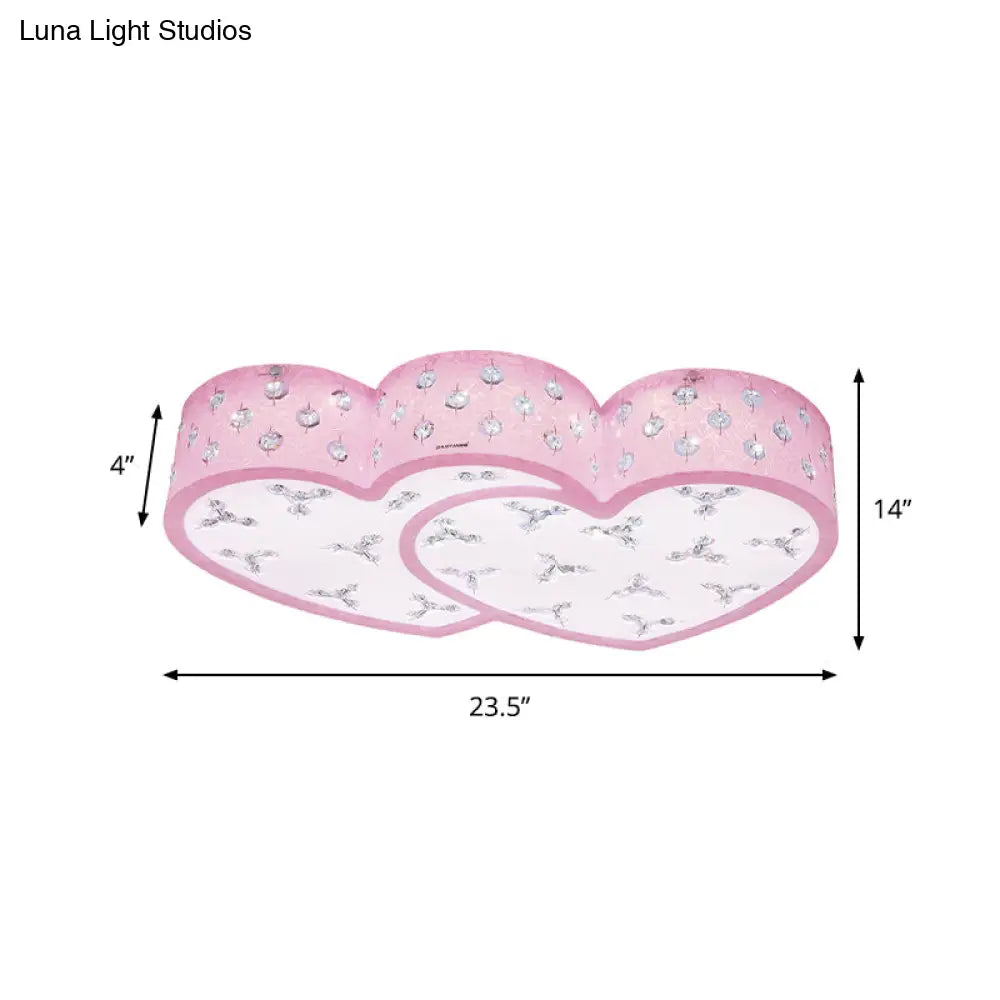 Modern Pink Led Flush Lamp: Heart - Shaped Ceiling Fixture With Acrylic Shade