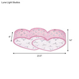 Modern Pink Led Flush Lamp: Heart - Shaped Ceiling Fixture With Acrylic Shade