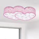 Modern Pink Led Flush Lamp: Heart - Shaped Ceiling Fixture With Acrylic Shade