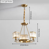 Modern Polished Brass Chandelier With Adjustable 15 Cord And Clear Crystal Pendant