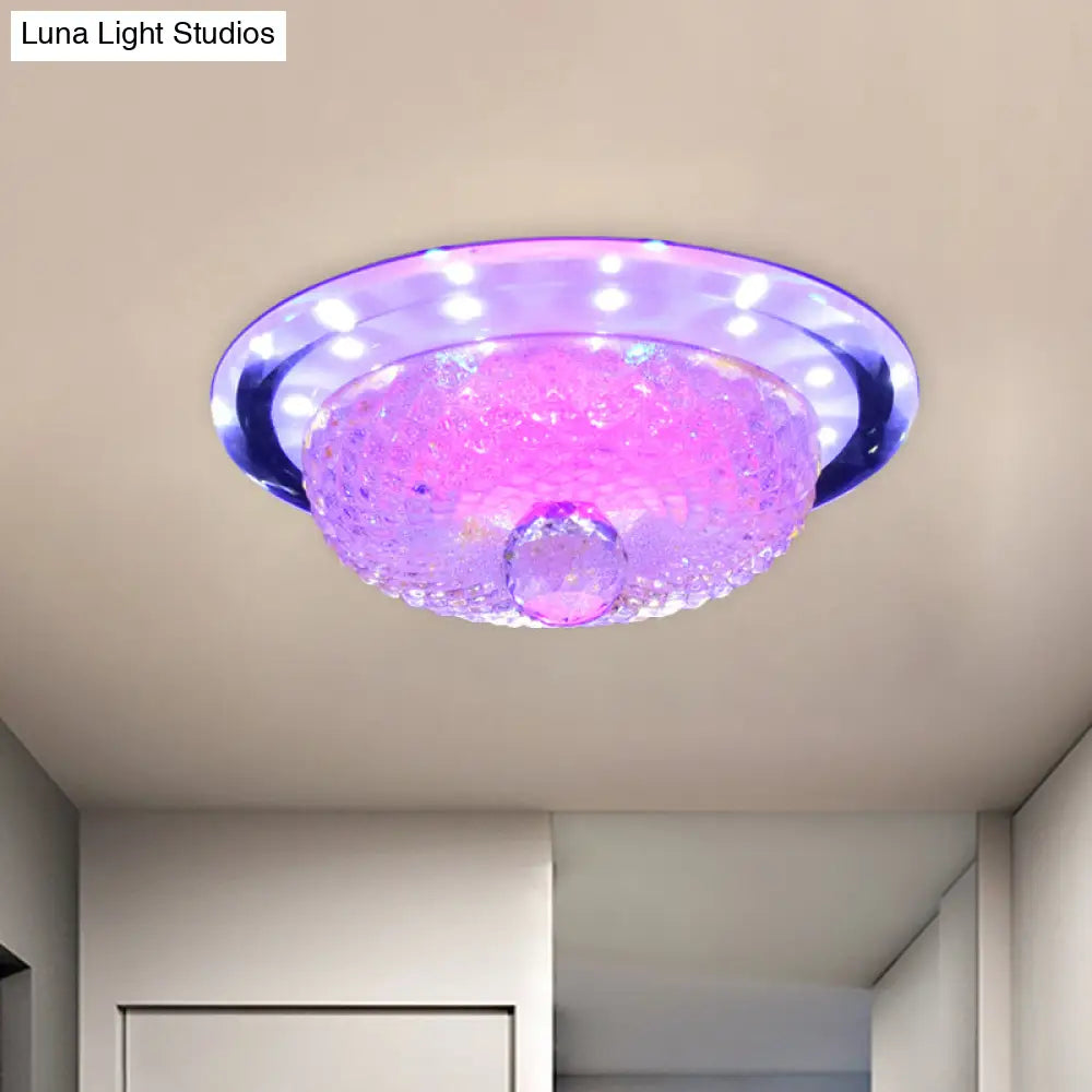 Modern Prismatic Crystal Led Flush Ceiling Light Fixture - Tan/Silver Bowl Design
