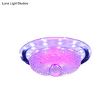 Modern Prismatic Crystal Led Flush Ceiling Light Fixture - Tan/Silver Bowl Design