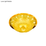 Modern Prismatic Crystal Led Flush Ceiling Light Fixture - Tan/Silver Bowl Design