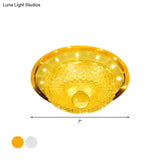 Modern Prismatic Crystal Led Flush Ceiling Light Fixture - Tan/Silver Bowl Design