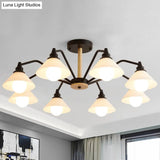 Modern Pyramid Living Room Chandelier Metal: 8-Light Hanging Fixture In Black/Green/Grey
