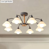 Modern Pyramid Living Room Chandelier Metal: 8-Light Hanging Fixture In Black/Green/Grey