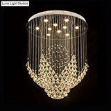 Modern Raindrop Crystal Diamond Flush Ceiling Light Fixture With 8 Heads In Chrome