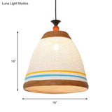 Modern Rattan Tapered Ceiling Lamp - 10’/14’/16’ Wide Yellow/Brown Pendant Light 1 Bulb