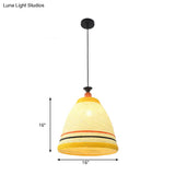 Modern Rattan Tapered Ceiling Lamp - 10’/14’/16’ Wide Yellow/Brown Pendant Light 1 Bulb
