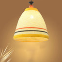 Modern Rattan Tapered Ceiling Lamp - 10’/14’/16’ Wide Yellow/Brown Pendant Light 1 Bulb Yellow / 10’