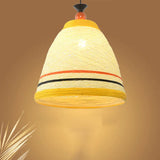 Modern Rattan Tapered Ceiling Lamp - 10’/14’/16’ Wide Yellow/Brown Pendant Light 1 Bulb Yellow / 10’
