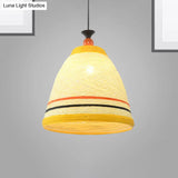 Modern Rattan Tapered Ceiling Lamp - 10’/14’/16’ Wide Yellow/Brown Pendant Light 1 Bulb