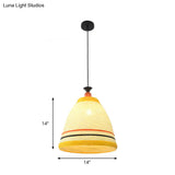 Modern Rattan Tapered Ceiling Lamp - 10’/14’/16’ Wide Yellow/Brown Pendant Light 1 Bulb
