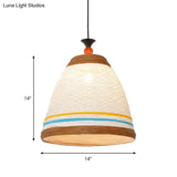 Modern Rattan Tapered Ceiling Lamp - 10’/14’/16’ Wide Yellow/Brown Pendant Light 1 Bulb