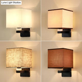 Modern Rectangle Fabric Wall Lamp With Faux Jade Decor - Flaxen/White/Beige 1-Bulb Fixture