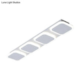 Modern Rectangle Flush Led Ceiling Light Fixture With Acrylic Shade - 4/5 Lights White/Warm For