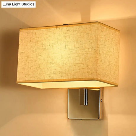 Modern Rectangle Wall Mounted Lamp | Fabric Shade 1 Bulb Living Room Sconce Light