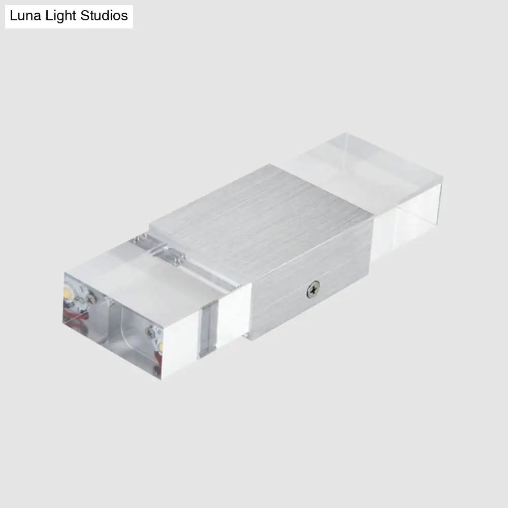 Modern Rectangular Acrylic Led Wall Sconce In Silver - Warm/White Light
