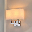 Modern Rectangular Beige Led Fabric Wall Sconce For Bedside Lighting