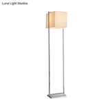 Modern Rectangular Floor Lamp In Beige With Metal Base - Perfect For Reading
