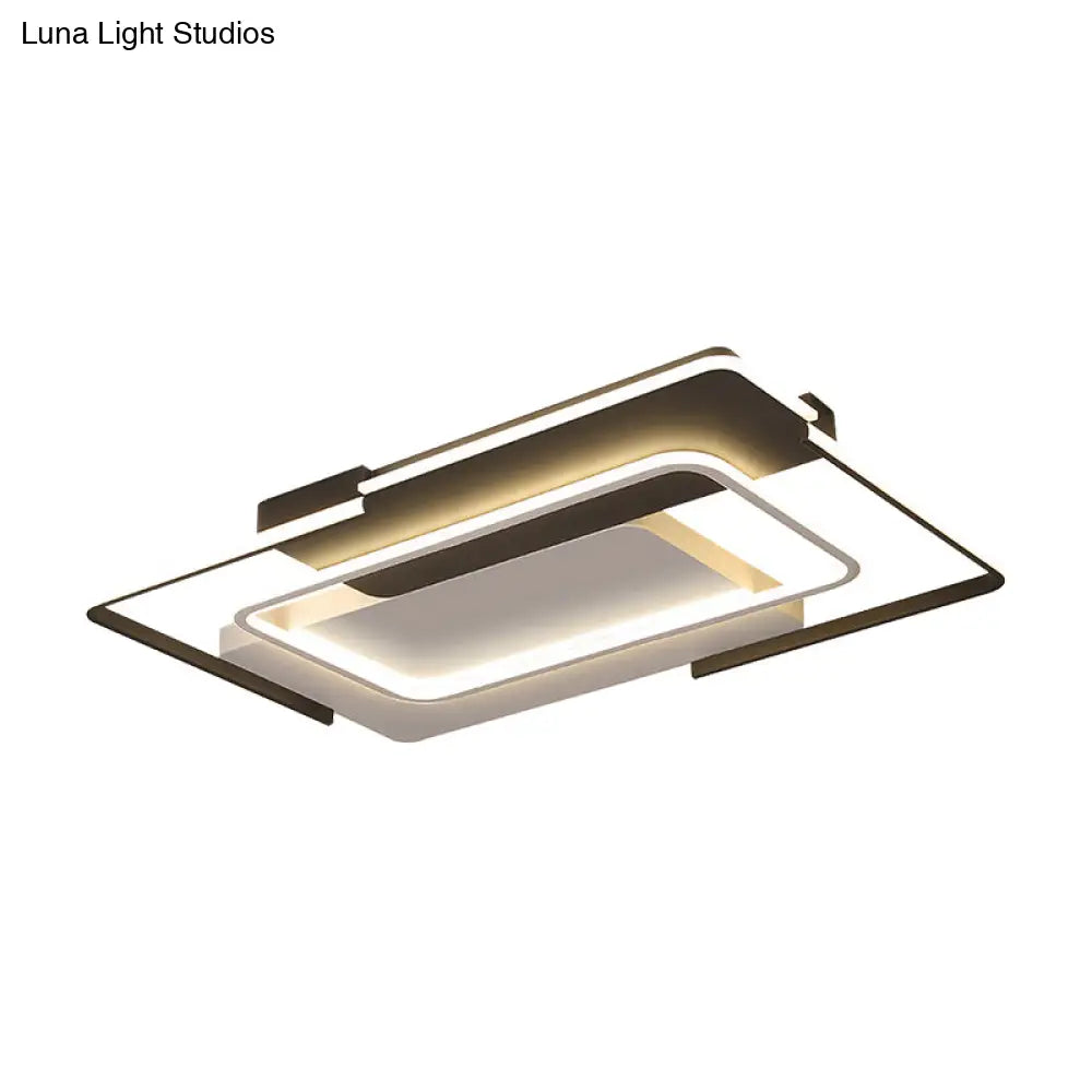 Modern Rectangular Flush Mount Led Ceiling Light In White/Warm - 35.5’/43’ Wide Ideal For