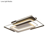 Modern Rectangular Flush Mount Led Ceiling Light In White/Warm - 35.5’/43’ Wide Ideal For