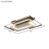 Modern Rectangular Flush Mount Led Ceiling Light In White/Warm - 35.5’/43’ Wide Ideal For
