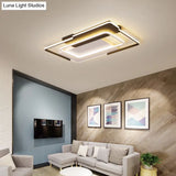 Modern Rectangular Flush Mount Led Ceiling Light In White/Warm - 35.5’/43’ Wide Ideal For