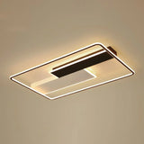 Modern Rectangular Led Ceiling Flush Light With Black-White Finish And Acrylic Shade / 37.5