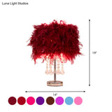 Modern Red/Pink/Rose Red Crystal Droplet Night Lamp For Round Dining Room Table